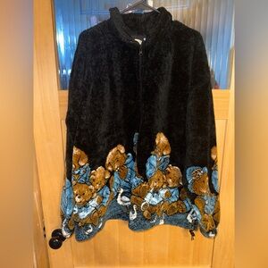 VTG 90s Teddy Bears Mazmania  Fleece Full Zip Unisex Jacket XL USA